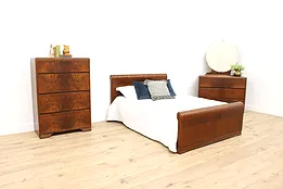 Art Deco Waterfall Vintage 3 Pc. Bedroom Set, Full Size Bed #44951