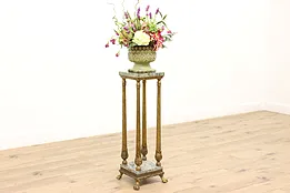 Swedish Antique Gold Stucco & Marble Plant Stand or Sculpture Pedestal #44270
