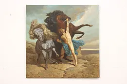 Automedon & The Horses of Achilles Vintage Oil Painting, Dong 30.5" #45124