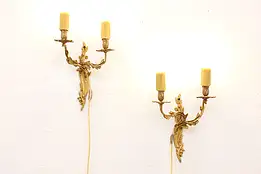 Pair of Rococo Design Antique Branch & Acorn Wall Sconces #42617