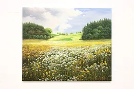 Daisy Flower Field Vintage Original Oil Painting, Ming Q 24.5" #45130