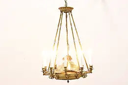 Victorian Antique 10 Candle Arm Brass Chandelier #42110