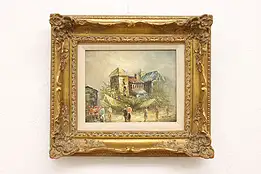 Paris Flower Market Day Vintage Original Oil Painting, Burnett 16.5" #45283