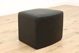 Art Deco Design Black Vinyl Ottoman or Footstool, S. P. Richards #44896