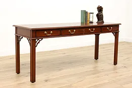 Georgian Design Vintage Banded Mahogany Library Table Desk Bernhardt #38929