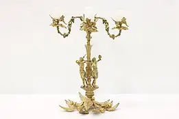 Renaissance Antique Cast Bronze Candelabra, Dancers, Cherubs, Grapevines #43816