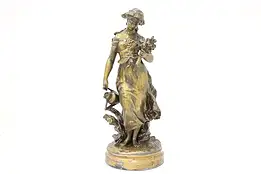 Art Nouveau Antique French Sculpture of Woman with Flowers #44994