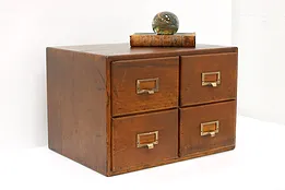 Desktop Antique 4 Drawer Oak Office Library File, Shaw Walker #45209