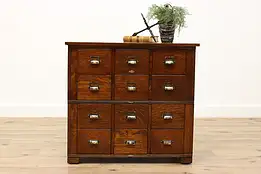 Arts & Crafts Mission Oak Antique Stacking 12 Drawer File Cabinet, Yawman #45113