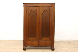 Empire Antique 1840s  Solid Walnut Armoire, Wardrobe, or Closet #35322