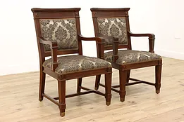 Pair of Traditional Antique Carved Walnut Library or Office Chairs #45023