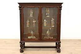 English Tudor Design Antique Oak China or Display Cabinet #40826