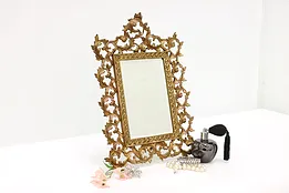 Victorian Antique Ornate Bronze Finish Wall or Easel Mirror #45216