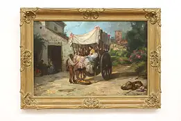 Valencia Spain Antique Original Oil Painting, Raufer 30" #44932