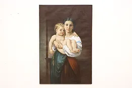 Mother & Child Vintage Oil Painting after Bougereau, Jerry 36.5" #45131