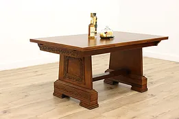Oak Antique Dining Table or Office Library Desk, Extends 103" #45159