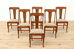 Craftsman Set of 6 Arts & Crafts Mission Oak Dining Chairs #45295