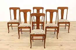 Craftsman Set of 6 Arts & Crafts Mission Oak Dining Chairs #45295