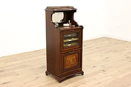 Victorian Antique Rosewood & Marquetry Music Jewelry Cabinet #45207