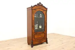 Austrian Antique 1860s Mahogany Curio China Display Cabinet #39556