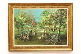 Party in a Park Vintage Original Oil Painting Giovanetti 48" #45226