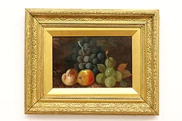 Still Life Grapes Antique Original Oil Painting Wilcox 19.5" #45076