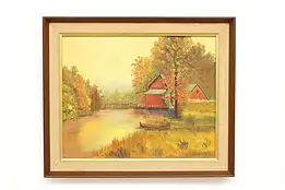 The Old Mill Vintage Original Oil Painting, Cahill 24" #45436