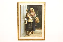Young Sisters Begging Oil Painting after Bougereau Nan 43.5" #45135