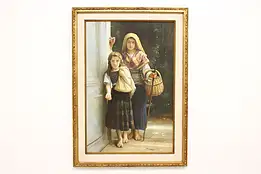 Young Sisters Begging Oil Painting after Bougereau Nan 43.5" #45135