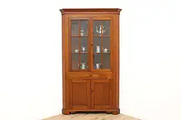 Farmhouse Sheraton Antique Cherry Corner Cabinet or Cupboard #36779