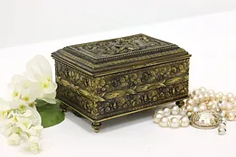 Victorian Antique Courting Scene Bronze Jewelry Keepsake Box #45250