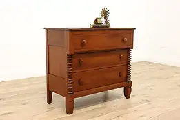 Empire Sheraton Antique Cherry Three Drawer Chest or Dresser #39170