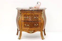 Antique Italian Bombe Chest Nightstand, End Table, Marble #45361