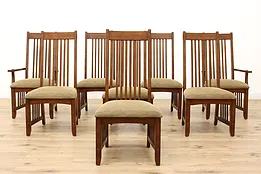 Set of 8 Mission Design Vintage Dining Chairs, Green River #44981