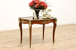 French Louis XIV Design Antique Rosewood & Bronze Tea Table #45350