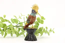 Cloisonne Enamel Chinese Bird w/ Crest Vintage Sculpture #44549