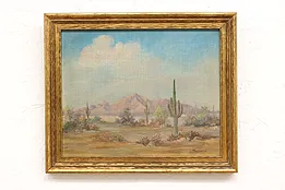 Desert Cactus Vintage Original Oil Painting, Macintyre 11.5" #45443