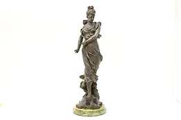 French Antique Sculpture Woman & Butterflies Statue, Tairo #45288