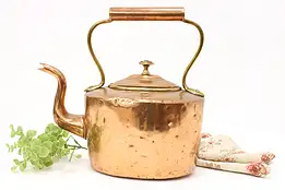 European Farmhouse Antique Copper & Brass Teapot or Kettle #45039