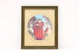 Art Deco Antique Monk & Pool Art Print, Maxfield Parrish 14" #45274