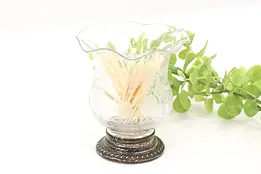 Victorian Antique Glass & Silver Tealight,Toothpick Holder #45414