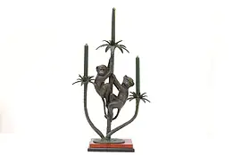 Bronze Monkey Sculpture Vintage Candelabra #44813