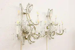 Pair of Vintage Marie Theresa 5 Light Crystal Wall Sconces #44880