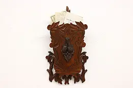Victorian Antique Carved Walnut Wall Pocket Magazine Rack #45565