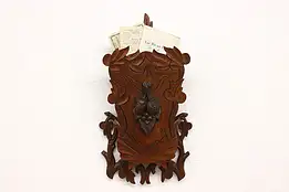 Victorian Antique Carved Walnut Wall Pocket Magazine Rack #45565