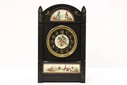 French Antique Carved Slate Mantel Clock, Guedin, Magnin NY #39040