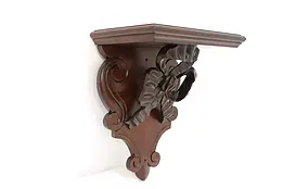 Victorian Antique Carved Walnut Wall Shelf with Ribbon #45390