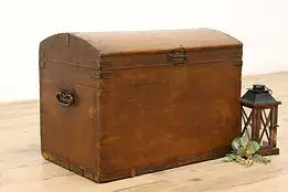 Farmhouse Antique Immigrant Blanket Chest Trunk, Compartment #33924