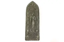 Thai Vintage Patinated Pewter Wall Plaque with Deity #45322
