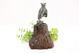 Owl Sculpture on Free Form Wood Base #44855